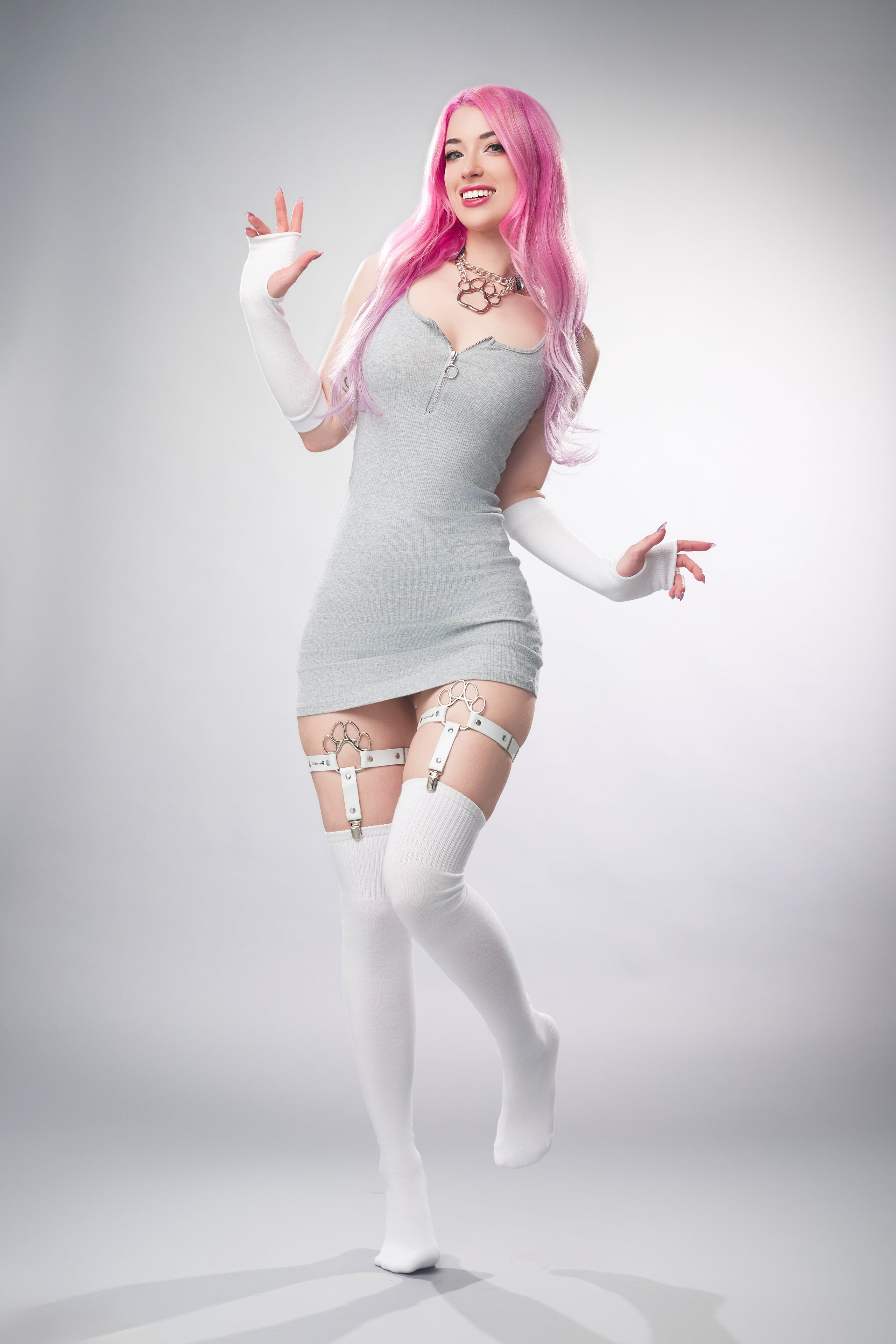 “Just Plain” ToeBeanies White Thigh-High Socks