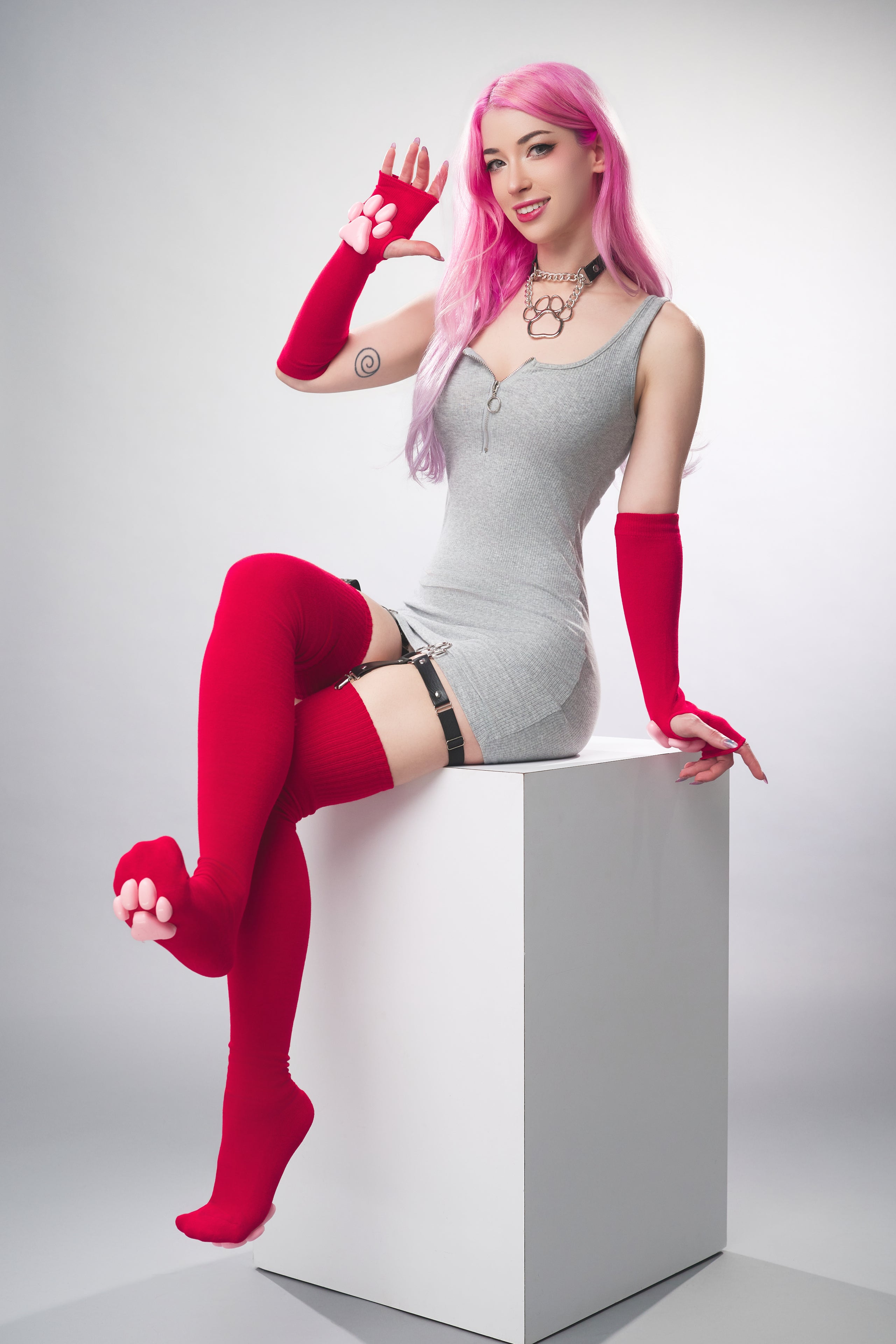 ToeBeanies Red Thigh-High Socks