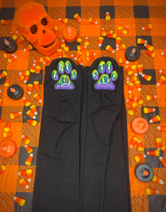 "Purple OozeBeanies" ToeBeanies Black Thigh-High Socks