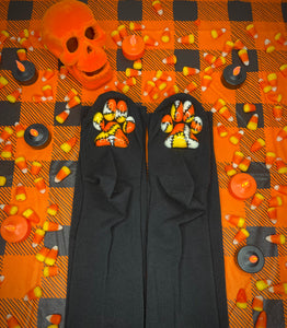 "Orange FrankenBeanies" ToeBeanies Black Thigh-High Socks
