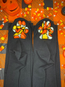 "Orange FrankenBeanies" ToeBeanies Black Thigh-High Socks