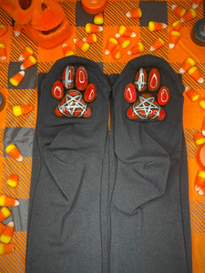 "HellHound" ToeBeanies Black Thigh-High Socks