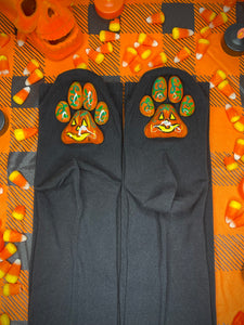 "Pumpkin" ToeBeanies Black Thigh-High Socks
