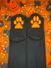 Load image into Gallery viewer, Halloween Orange ToeBeanies Black Thigh-High Socks