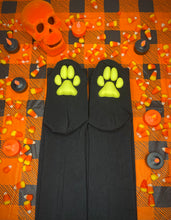 Load image into Gallery viewer, Halloween Green ToeBeanies Black Thigh-High Socks