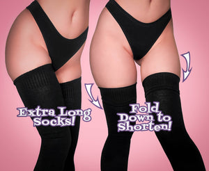 "Green OozeBeanies" ToeBeanies Black Thigh-High Socks