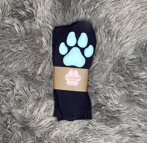 Blue Puppy ToeBeanies on Above the Knee Navy Socks