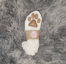 Load image into Gallery viewer, Coffee Brown Kitten ToeBeanies on Ankle High White Ruffle Socks