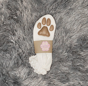 Coffee Brown Kitten ToeBeanies on Ankle High White Ruffle Socks
