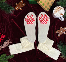 Load image into Gallery viewer, LIMITED EDITION &quot;Peppermint Peets&quot; ToeBeanies on Cream Knit Socks