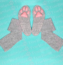 Load image into Gallery viewer, PREORDER Pink Kitten ToeBeanies on Light Grey Socks