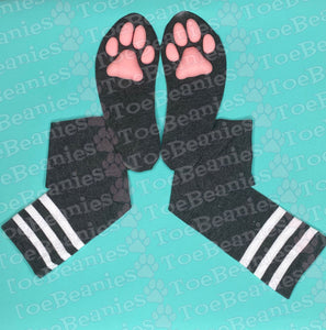 TOETOE Black Striped Over The Knee Toe Socks