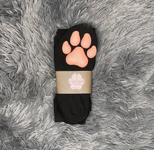 Load image into Gallery viewer, Pink Puppy ToeBeanies on Above the Knee Black Socks