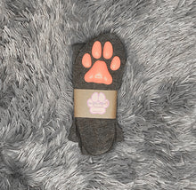 Load image into Gallery viewer, Pink Kitten ToeBeanies on Above the Knee Dark Grey Socks
