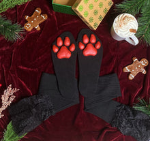 Load image into Gallery viewer, &quot;Mrs. Claws&quot; ToeBeanies on Black Socks with Lace