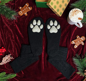 LIMITED EDITION "Silver Bells" ToeBeanies on Black Knit Socks