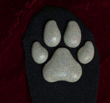 Load image into Gallery viewer, LIMITED EDITION &quot;Silver Bells&quot; ToeBeanies on Black Knit Socks