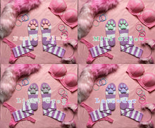 Load image into Gallery viewer, PREORDER CUSTOM COLOR Purple &amp; White Striped ToeBeanies