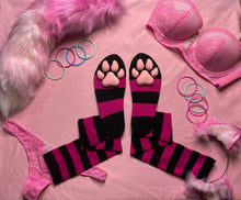 Load image into Gallery viewer, PREORDER CUSTOM COLOR Hot Pink &amp; Black Striped ToeBeanies