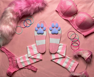 PREORDER CUSTOM COLOR Pink & White Striped ToeBeanies